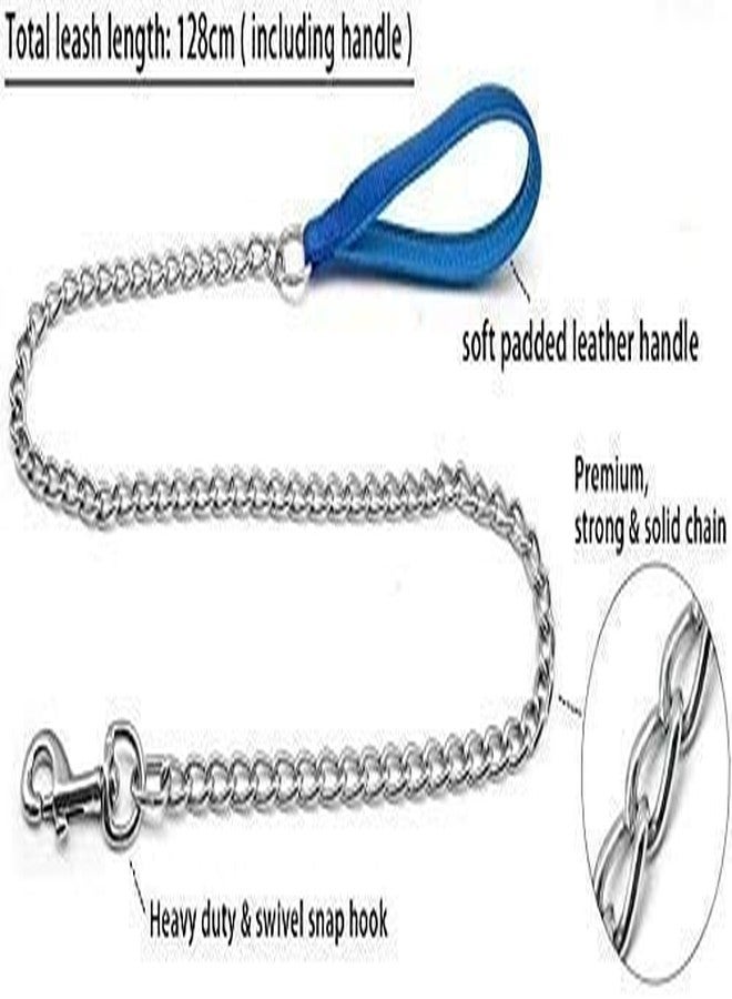 Petlicious & More® (Size - Small, Thickness - 0.75" Inch) Martingale Collar Reflective Choke Collar with Handle Chain No. 10 for Small Dogs (Adjustable 14-20" Inch Neck Size, Color Blue) - Image 5